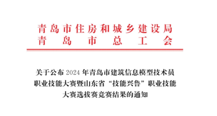 喜报！我公司职工在青岛市建筑信息模型技术员职业技能大赛中斩获佳绩